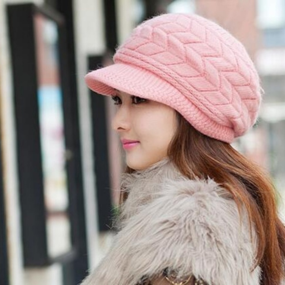 2 for $40 Pink Beret knitted fur Beanie